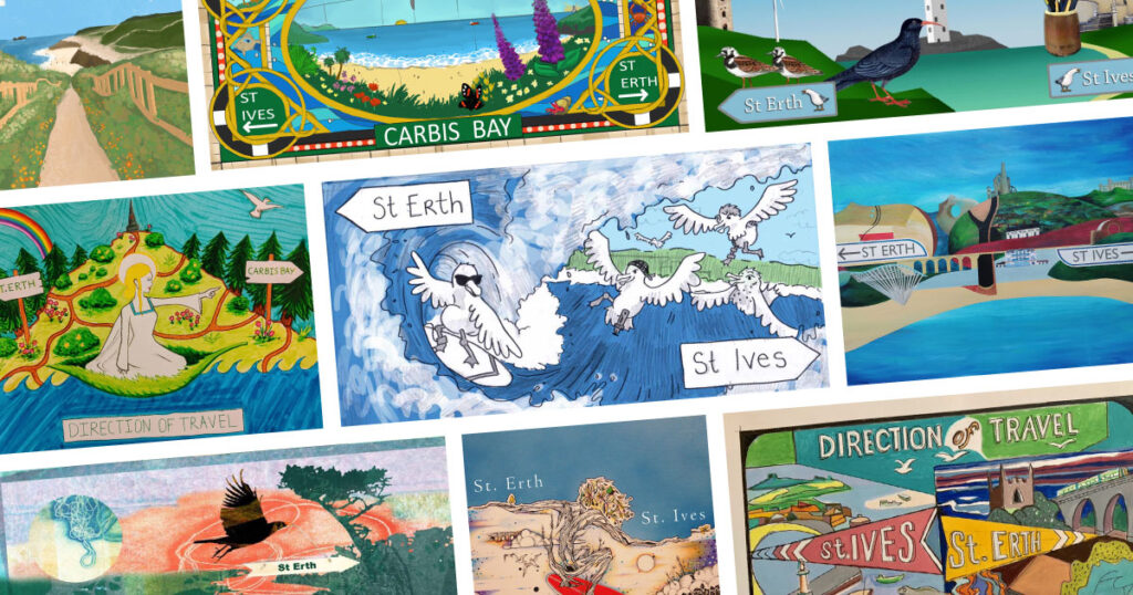 Collage of shortlisted entries in St Ives Bay Line art competition