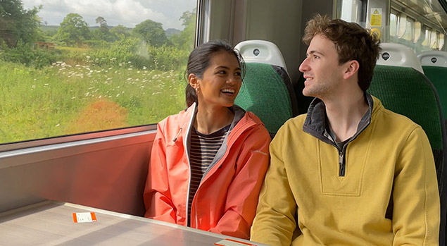 Passengers on Dartmoor Line train